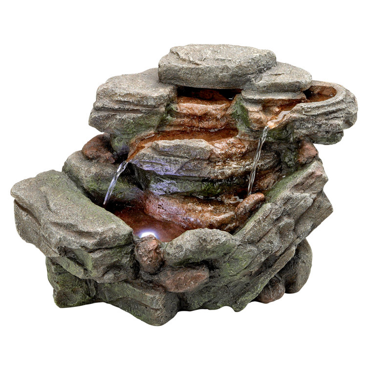 Millwood Pines Resin Waterfall Creek Cascading Tabletop Fountain with